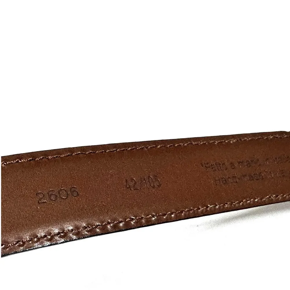 Handmade Brown Leather Belt Made in Italy Size 42